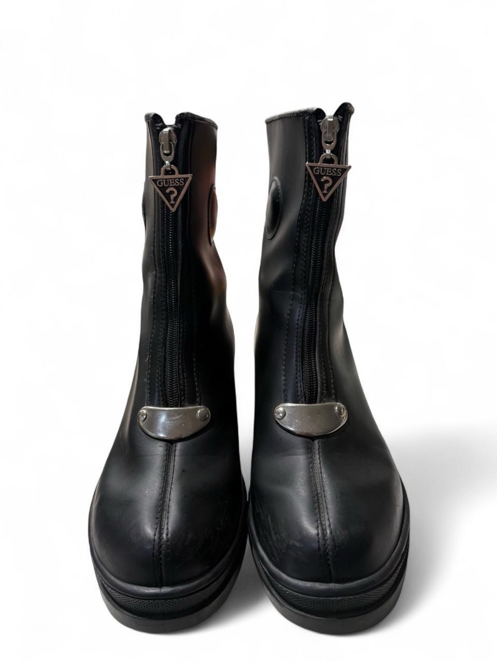Vintage 90s Y2K GUESS Front Zip Platform Lug Sole Goth Boots Spain 39 US 8.5 9
